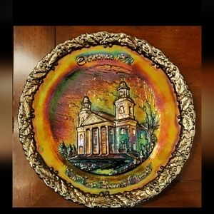 Vintage Fenton Carvinal Glass Christmas 1972 "The Two Horned Church"